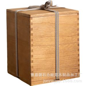 Caja rectangular de madera de Paulownia hecha a mano para regalo, con cierre de cuerda en la parte superior e inferior. - Product Image 5