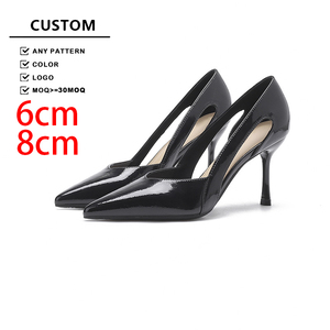 New Trendy Women's Hollow 6cm <b>Pumps</b> for Work Daily Simple Casual Style Patent <b>Leather</b> Glossy Surface <b>Pumps</b> - Product Image 1