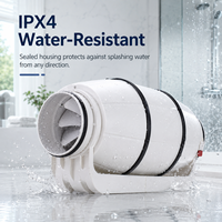 Ventilateur de gaine silencieux de 4 pouces, résistant à l'eau IPX4, haute pression statique, avec clapet anti-retour pour salle de bain