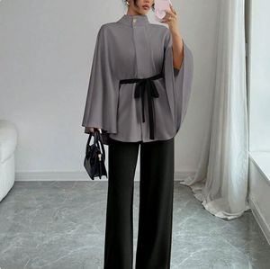 Annshine Stile Europeo e Americano 2026 Nuova Giacca Corta da <span class=keywords><strong>Donna</strong></span> con Colletto Alto e Maniche Lunghe con Coulisse + Pantaloni Lunghi - Product Image 3