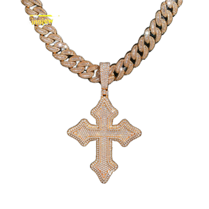 Zuanfa Joyería de Moda Hip Hop, Colgante de Cruz de Plata 925 con Baño de Oro Rosa y Rodio, Moissanita VVS D, para Hombres y Mujeres, Estilo Iced - Product Image 2