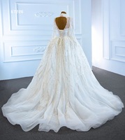 Luxe Ivoire Robe De Bal Robe De Mariée pour Les Femmes Perle Paillettes Dentelle Fleur Décor Manches Longues En Gros Mousseline Robe De Mariée