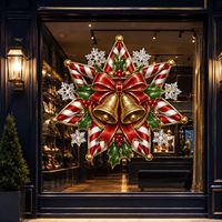 Calcomanías Navideñas de Estrella de 7 Puntas para Ventanas, Adhesivos Estáticos para Vidrio para Decoración de Tiendas y Ambiente Festivo