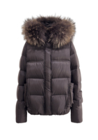Veste courte en duvet réversible imperméable et respirante QLYP, écologique, avec col en fourrure, pour défilé de mode féminin