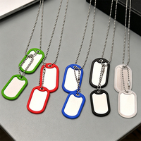 Colliers pendentifs Dog Tag personnalisés en acier inoxydable, breloques plaques nominatives gravées, accessoires de mode minimalistes, prix coûtant