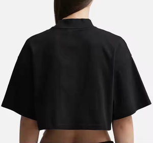 Camisetas de algodón para mujer, Top corto de cuello simulado de gran tamaño, camisetas con logotipo personalizado, camiseta de estilo Sexy, camiseta recortada - Product Image 2
