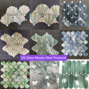 Mosaico de vidrieras de madreperla moderno, decoración de <span class=keywords><strong>pared</strong></span> Interior colorida, solución de diseño gráfico de 4mm de espesor - Product Image 2