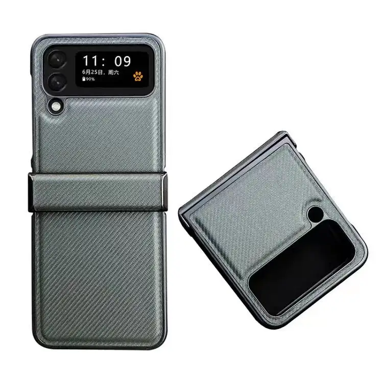 Funda de teléfono plegable dura de piel de cuero con patrón de fibra de carbono de lujo para Samsung Galaxy Z Fold Flip 3 Z Fold 3 fundas 5G