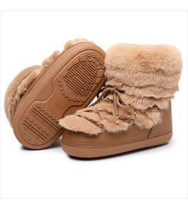 <span class=keywords><strong>Moot</strong></span> Same Style, pantoufles en fausse fourrure de lapin moelleuse et duveteuse pour femme, à enfiler, à tube court uni, semelle extérieure fine en TPR, talon de 2 cm, hiver, neige - Product Image 4