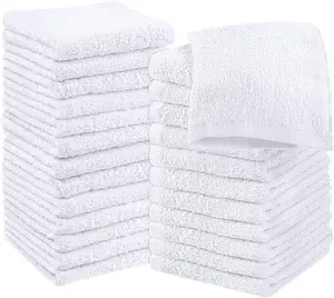 Premium Quality Flannel Face Cloths 100% Cotton White Hand Towels With Pack of 24