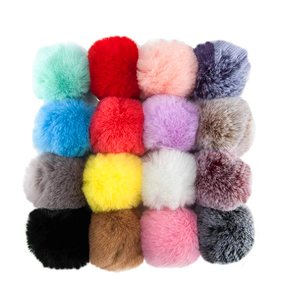 Gros Grand Faux <span class=keywords><strong>Pompon</strong></span> Rouge Argent Rose Boule Boule de Fourrure Boule de Fourrure <span class=keywords><strong>Pompon</strong></span> Porte-clés Boules Bouffantes - Product Image 1