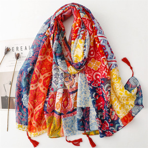 Printemps été 90cm coton lin Polyester carré écharpe Style coréen châle mince gaze soie écharpe en gros pour les femmes - Product Image 5