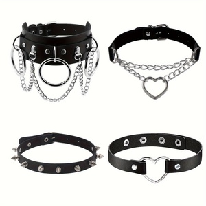 Collane girocollo in pelle nera con cuore Punk - Product Image 1