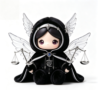 Figurine Magique Ange du Zodiaque Libra Personnalisée OEM en PVC et ABS avec Cape en Peluche Douce et Moelleuse, Boîte Mystère Constellation, Jouet Artistique