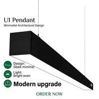 Lampu Gantung Linear LED Lightwoo Berkualitas Tinggi Aluminium 40W 80W 4FT 8FT untuk Supermarket Hitam IP20 Garansi 3 Tahun