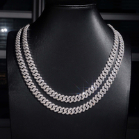 Bijoux Hip Hop en argent 925, chaîne et bracelet cubains sertis de moissanite VVS1 couleur D de 10 mm pour hommes