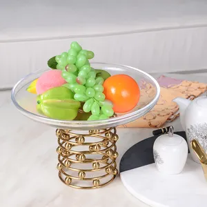 Nordic Gold Plating Metal Best Selling Kitchen Decor Glass Fruit Bowl For Home Decoration