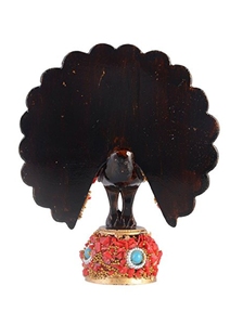 Handcrafted Wooden Peacock Decor Traditional Tabletop <b>Ornament</b> <b>Red</b> Beaded Design Indoor Living Room Art Piece - Product Image 6