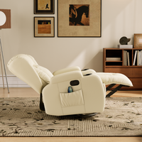 Fauteuil inclinable massant chauffant électrique haut de gamme en cuir pivotant et à bascule pour salon