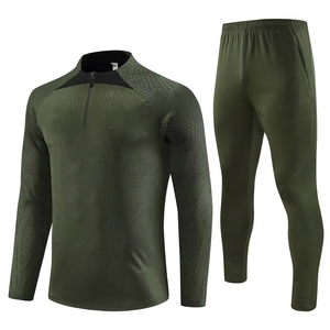 Erkek Futbol Kulübü Ceket <span class=keywords><strong>2</strong></span> Parça Takım %100 Polyester Hızlı Kuruyan Kapüşonlu Uzun Kollu Futbol Barcel Eşofman Forması Sonbahar - Product Image 4