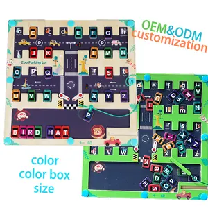 Yazım öğrenme harfleri labirent labirent için manyetik arabalar eğlenceli eğitici oyuncak ile ahşap alfabe eşleştirme bulmaca
