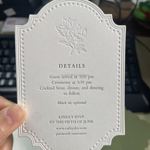 Vanilla <b>Printing</b> Premium 3D Embossing Letterpress Offset Wedding Invitation Handcrafted Cotton <b>Paper</b> Paperboard <b>Printing</b> Custom - Product Image 2
