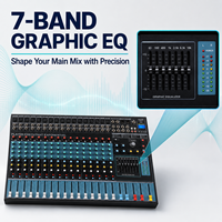 Mezclador de Audio de 16 Canales EMX16-USB, Consola de Sonido Profesional con 99 Efectos DSP, Ecualizador de 7 Bandas, USB, Bluetooth, Alimentación Phantom de 48V para Estudio