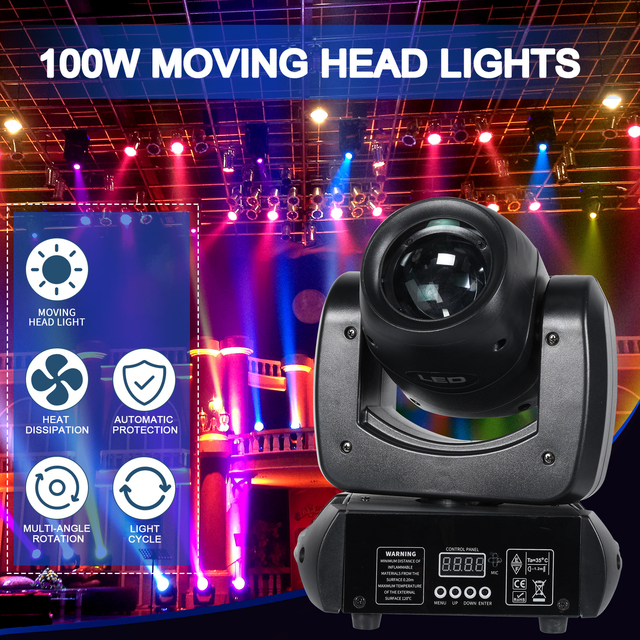 100W Steel Gun High Brightness RGBW LED Stage Effect Equipment for Disco KTV Bar DMX Control Moving Head Beam Lights IP33