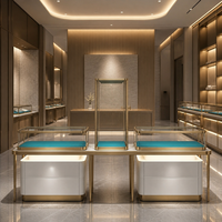 Vitrine de présentation de bijoux en verre haute transparence personnalisable avec éclairage LED, écologique et durable pour les bijouteries