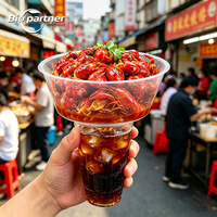 Plateau rond pour desserts et fruits, idéal pour les boba bubble tea, hotpot, et plats à emporter, avec bol à snacks intégré