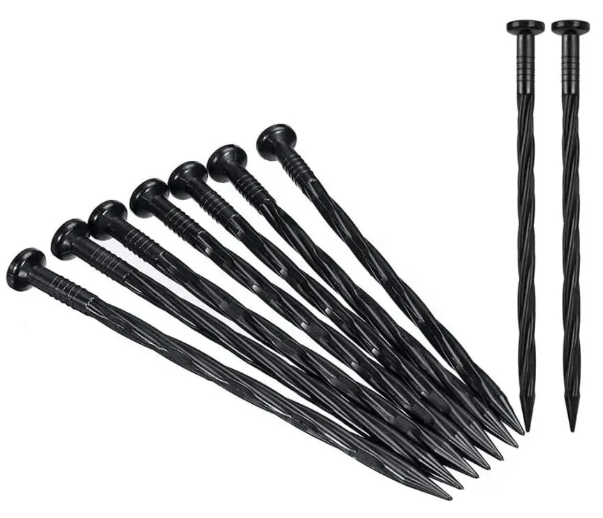 8-Inch Garden Plastic Landscape Edging Anchoring Spikes Spiral Nylon Stake Ground Nails for Paver Edging Weed Barriers Turf Tent