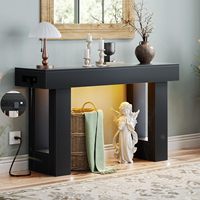 Table console extensible moderne en pin massif naturel avec lumière à capteur de présence pour appartement, salon, décoration intérieure, meubles