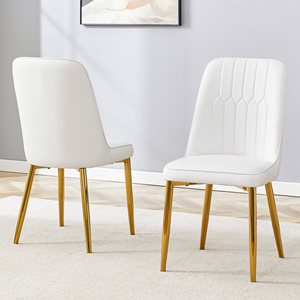 <span class=keywords><strong>2</strong></span> chaises de salle à manger modernes avec dossier en cuir PU élégant et pieds en métal doré pour le confort à la maison dans la cuisine, la chambre ou le bureau - Product Image 2