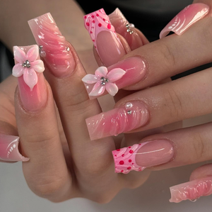 <span class=keywords><strong>Uñas</strong></span> Postizas Acrílicas Hechas a Mano con Diseño de Margarita 3D Cuadrada, Logotipo Personalizado ODM, Cobertura Completa - Product Image 1