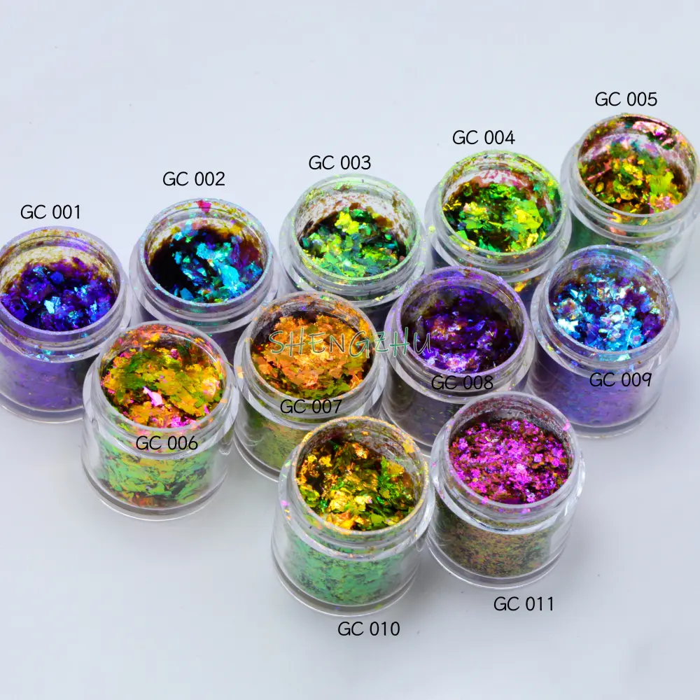 Sheng Zhu Cosmetic Color Shifting Chameleon Glitter Flakes Eye Shadow Color Shifting Flakes for Nails