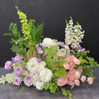 Arrangement floral de mariage tendance 2025, fleurs artificielles en soie rose et bleue pour l'allée de mariage, décoration d'entrée de mariage