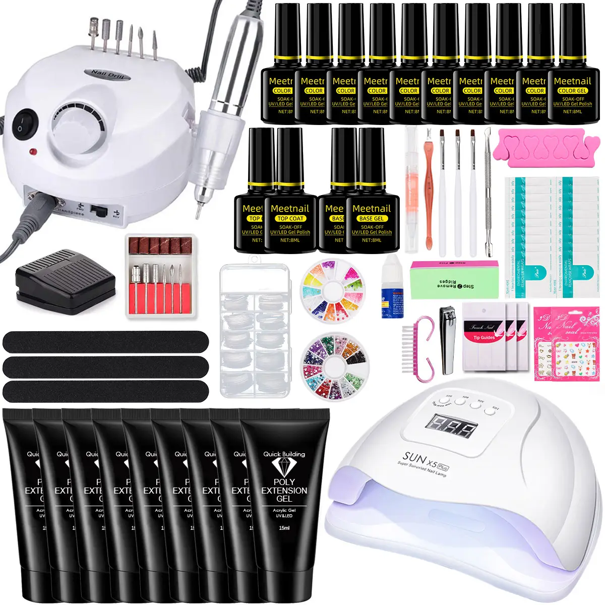 MEETNAIL OEM Private Label Gel UV Ongle Professional Gel Nagellack Set mit Nagels tudio Builder Poly Nagel Gel Set