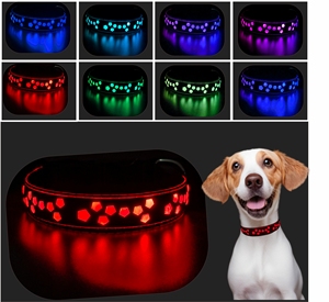 Collar LED para Mascotas Recargable por USB con Diseño de Huella de Perro 3D en Cinta de Poliéster y Goma Cómoda, Gran Venta - Product Image 2