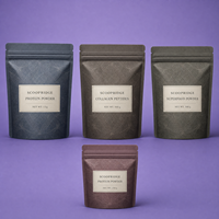Sachets personnalisés imprimés avec ouverture large et fermeture éclair pour poudre de protéines, poudre de collagène et poudre de superaliments