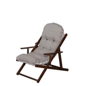 Fauteuil inclinable portable de style Rondo, finition noyer, réglable manuellement, en tissu mélangé coton, idéal pour l'extérieur et le salon. - Product Image 1