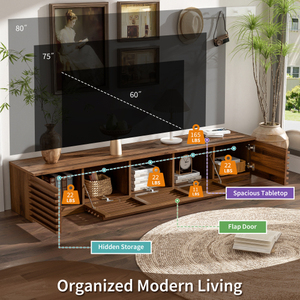 Soporte de TV Moderno Ajustable de Madera para Televisores de hasta 80 Pulgadas, Centro de Entretenimiento con Gestión de Cables y Bisagras de Cierre Suave para Sala de Estar - Product Image 5