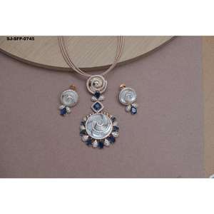 Conjunto de collar y pendientes minimalistas azules y blancos a precio a granel, el mejor diseñador de colección de alta calidad, precio al por mayor - Product Image 1