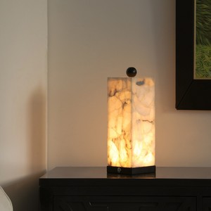 Lampe de table en marbre naturel, Source de lumière LED, Base d'ampoule E27, contrôle par interrupteur, pour salon, bureau, chambre à coucher, Design minimaliste - Product Image 3