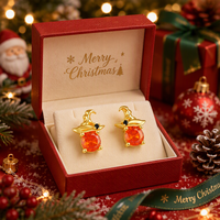 Boucles d'oreilles clous géométriques QX personnalisées OEM en argent sterling 925 plaqué or 18 carats avec zircon cubique orange, bijoux fins pour femmes, vente en gros