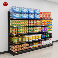 Étagère murale gondole légère simple face en métal noir pour magasin de proximité, présentoir de supermarché, équipement de présentation pour commerce de détail