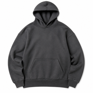 เสื้อฮู้ดดี้ผ้าฟลีซหนานุ่ม 380GSM ทรงโอเวอร์ไซส์ ไหล่ตก สไตล์สตรีทแวร์ ผลิตในบังกลาเทศ รับผลิตตามแบบ OEM ODM พร้อมสกรีนโลโก้ - Product Image 2