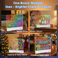 Tableau d'affichage lumineux créatif à LED néon en acrylique, réutilisable et effaçable