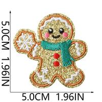 Patchs brodés en gros de bonhommes en pain d'épices scintillants, appliques de Noël thermocollantes mixtes pour chapeaux, vêtements et décorations de fêtes