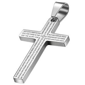 مجوهرات عقيدة دينية مسيحية من الفولاذ المقاوم للصدأ قلادة صليب ذهبية للرجال قلادة صليب لأبانا - Product Image 5