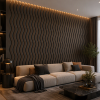 Panneau mural acoustique décoratif de style moderne, lattes en PS combinées avec un support en feutre de fibre de polyester, finition imitation bois
